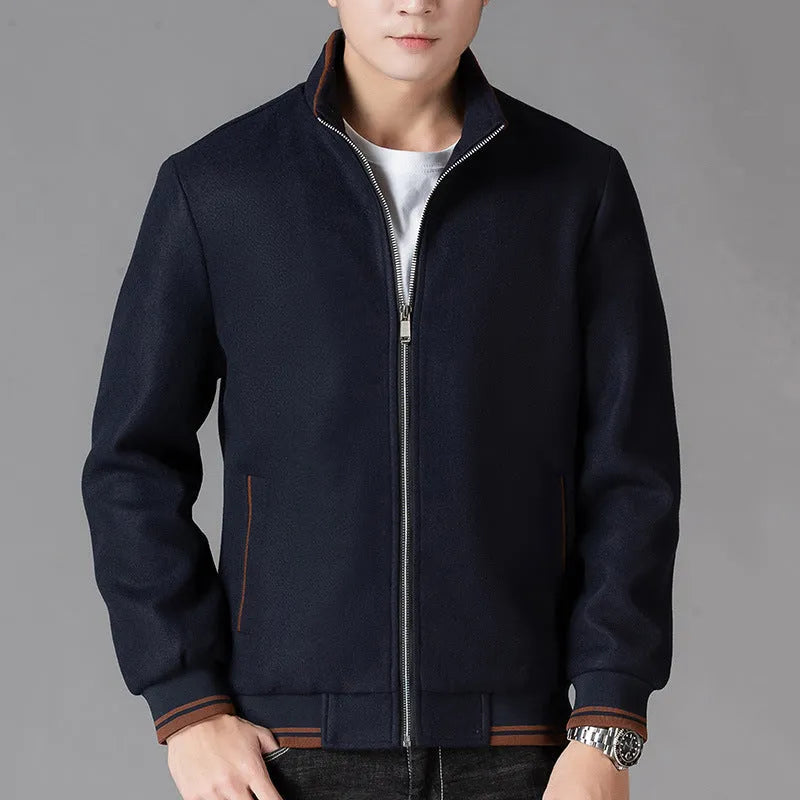 Men's grey sports-style fleece jacket with long sleeves and a side pocket.