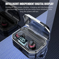 Black X10 true wireless Bluetooth earbuds and charging case on a surface.