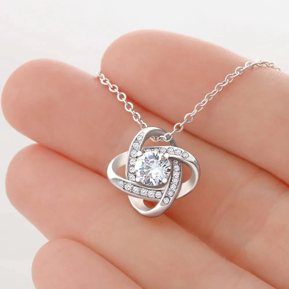 Silver metal four-leaf clover hollow jeweled pendant necklace on clavicle chain, geometric style, in gift box