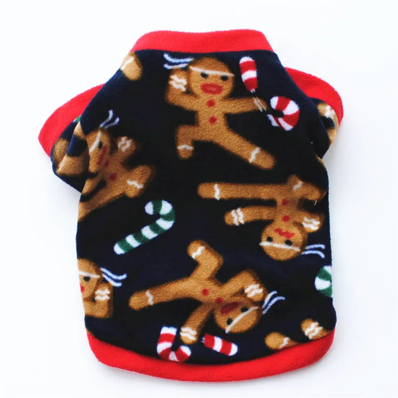 Fleece Christmas pet costume for dogs and cats in Santa style with 10 colour options and four sizes