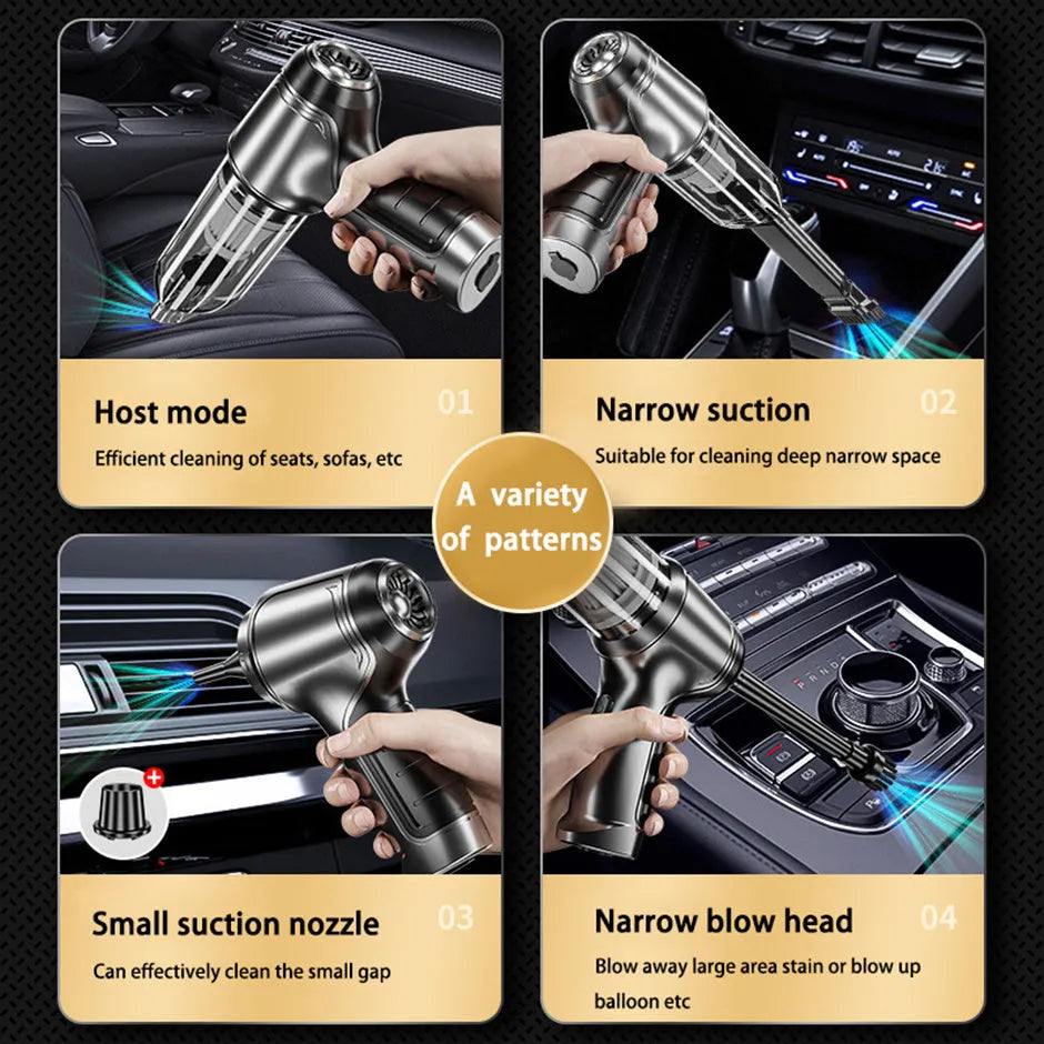 Wireless handheld car vacuum cleaner ABS body with rechargeable lithium battery and USB charging cable