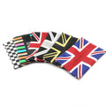 Mini car tissue box with British Union Flag design in leather, 18cm long 27cm wide
