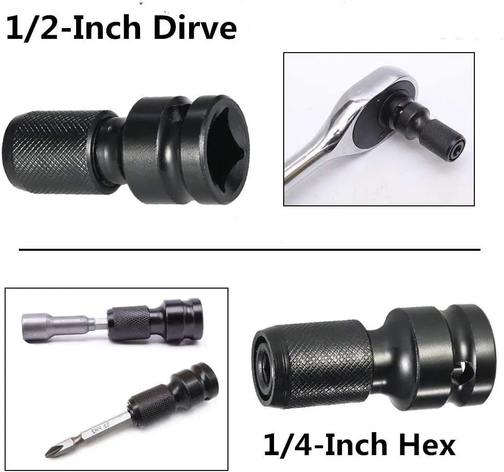 Telescopic square drive to hexagonal handle bit holder conversion tool with O-ring retention