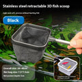 Stainless steel retractable fishnet with stereo net head for aquarium use, black colour option