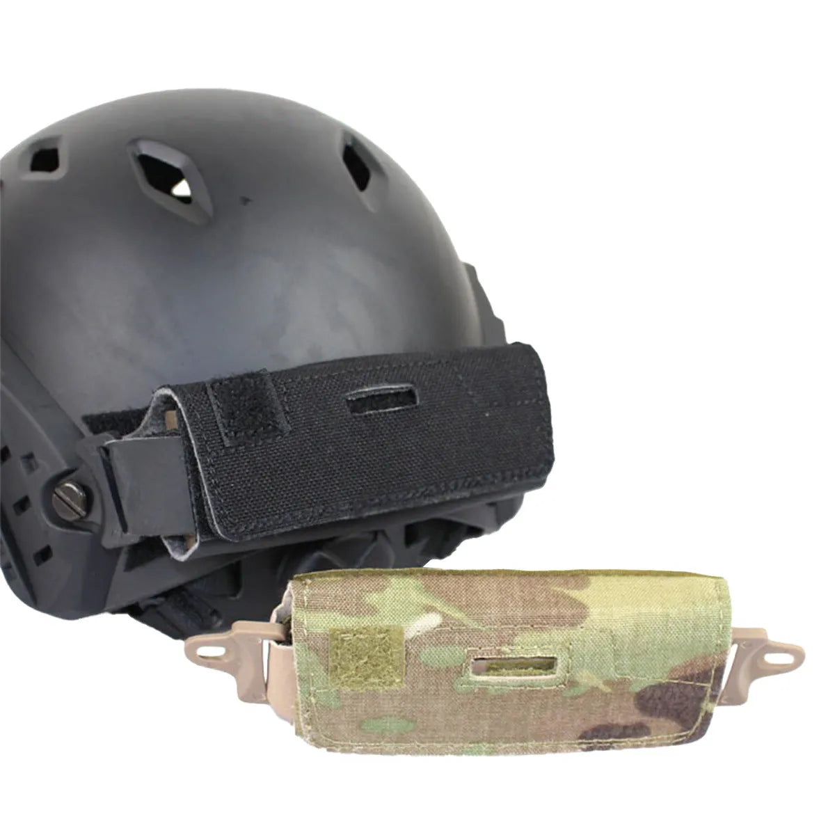 Outdoor Tactics metal helmet balance weight bag with five metal blocks in black colour on a helmet