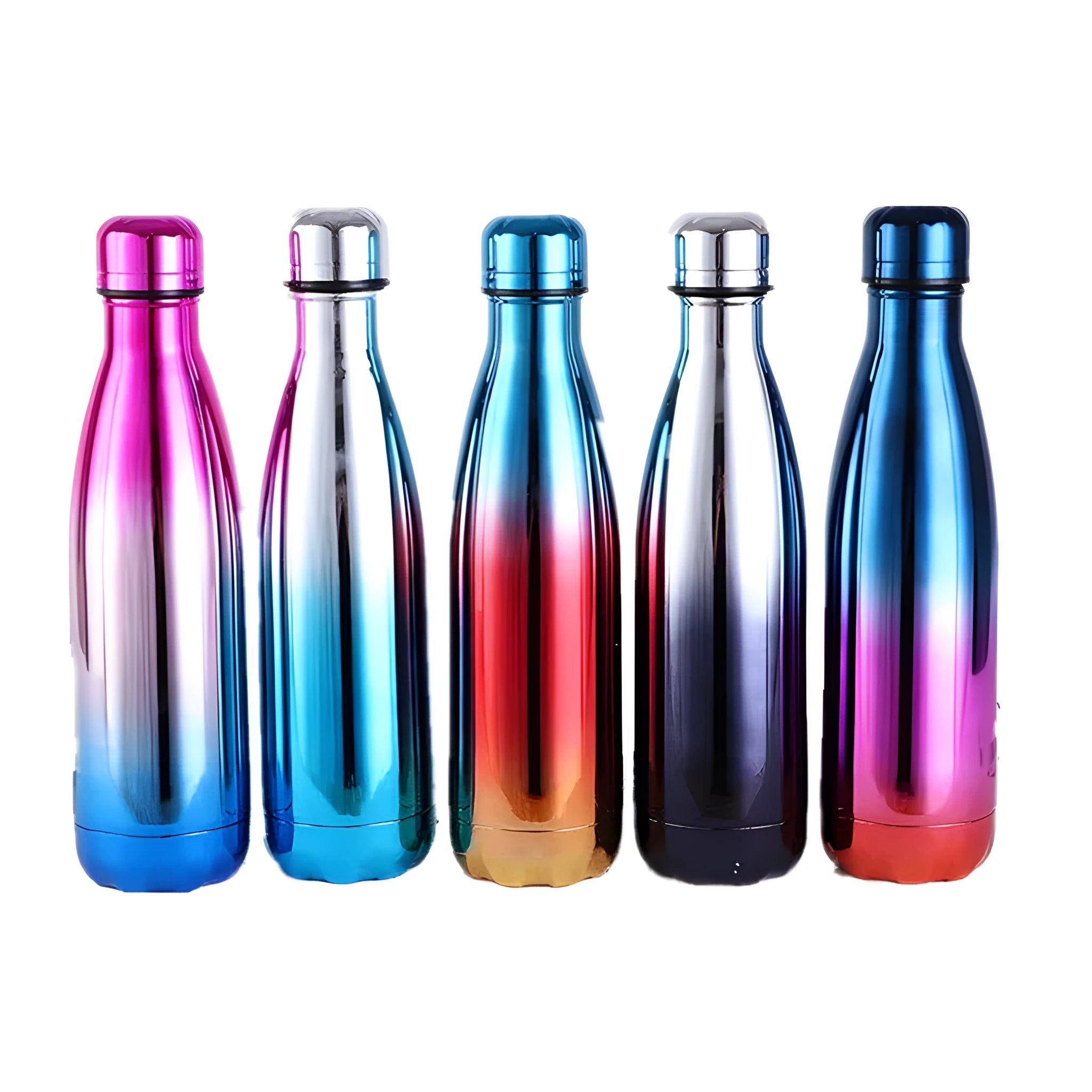 500ml 304 stainless steel water bottle in black standing upright on a table
