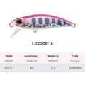 Tossing Japanese Submerged Mino hard fishing lure, 48mm long, for Mandarin fish and Snakehead.