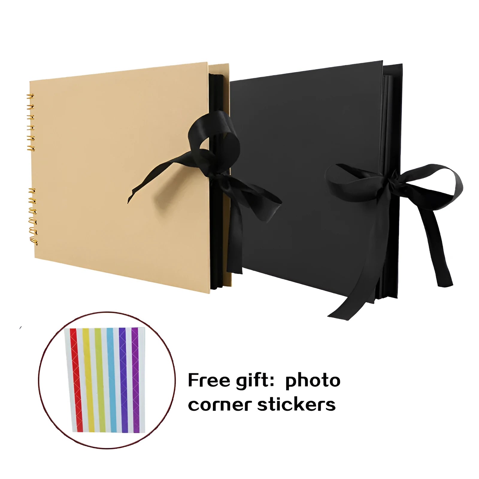 DIY handmade photo album with coil spiral binding in yellow or black cover measuring 290mm by 215mm