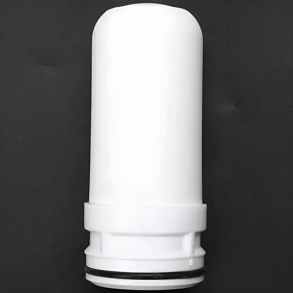 White diatom ooze ceramic water filter element measuring 43x43x100mm