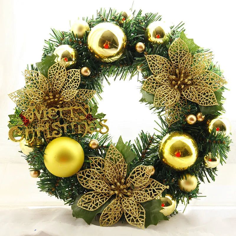 30cm multicolour plastic Christmas wreath decoration for door and garden