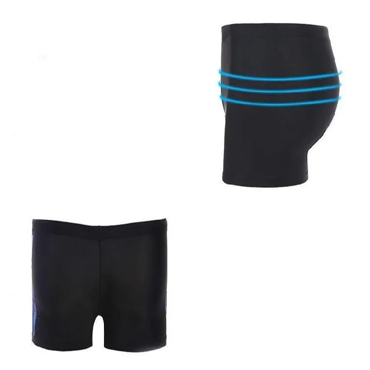 Men's plus size swimming trunks in blue with elasticated waistband and drawstring, sizes from L to 6XL