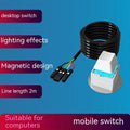 Computer external power supply with start lengthened button in black, white, yellow, green colours and magnetic or wireless switch options