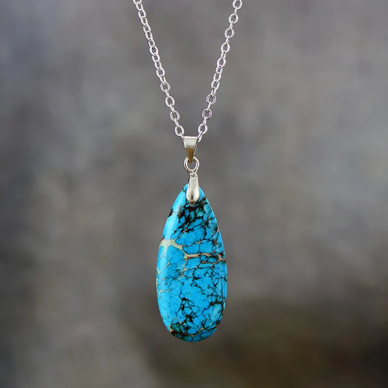 Emperor Stone genuine jade drop pendant on a thin gold-plated chain, showing four colour finish options.