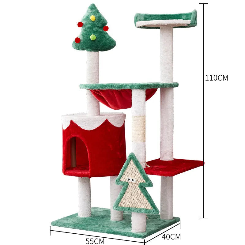 Density plate cat scratching post with integrated toy in Christmas colours