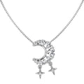 925 silver necklace with moon hollow heart pendant and tassel, gold electroplated finish on clavicle chain