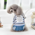 Four legged baby pet clothes in blue or pink, cloth dog outfit with sizes XS to XXL