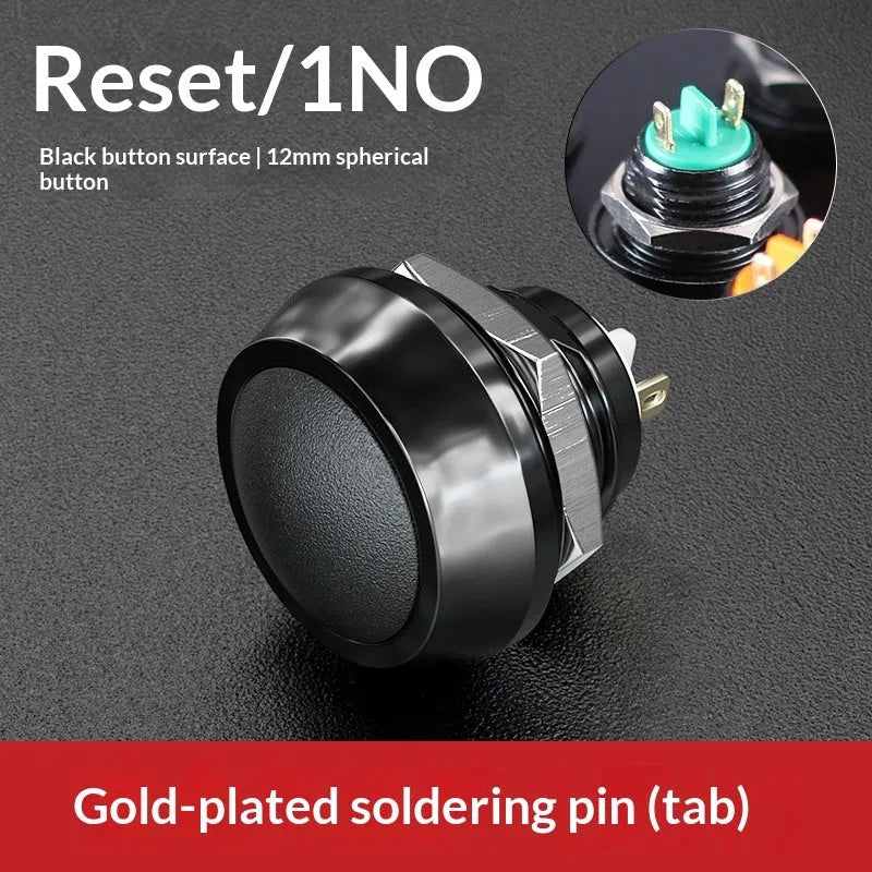 12mm red wave spherical handle self-resetting button with silver-plated contacts, waterproof, for electronic remote control