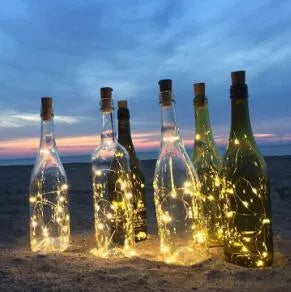 Copper wire LED string lights with bottle stopper for wine bottle decoration