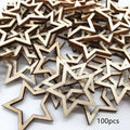 Wooden MDF hollow five-pointed star pendants in 10mm 20mm 30mm sizes with landscape flowers pattern individually packed