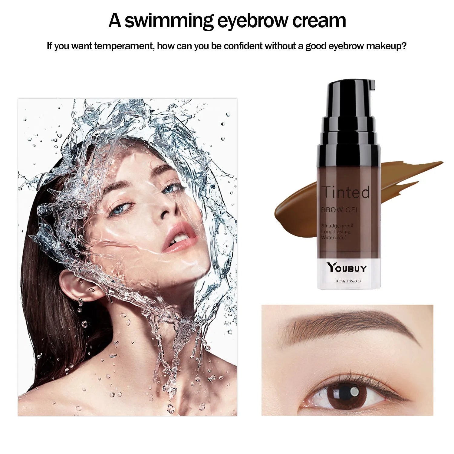 Waterproof brow cream eyebrow pencil in dark grey and golden yellow shades