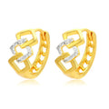 Gold geometric hollow-out earrings with electroplated alloy construction and ear clip fastening