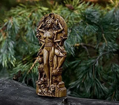 Hand-finished resin Greek goddess statue on a 9cm by 3cm base, showing detailed sculptural features.