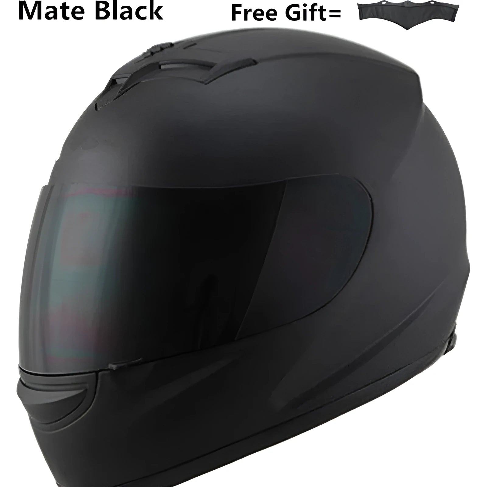 Men's full-face motorcycle helmet in black silver with visor, one size and XXL options