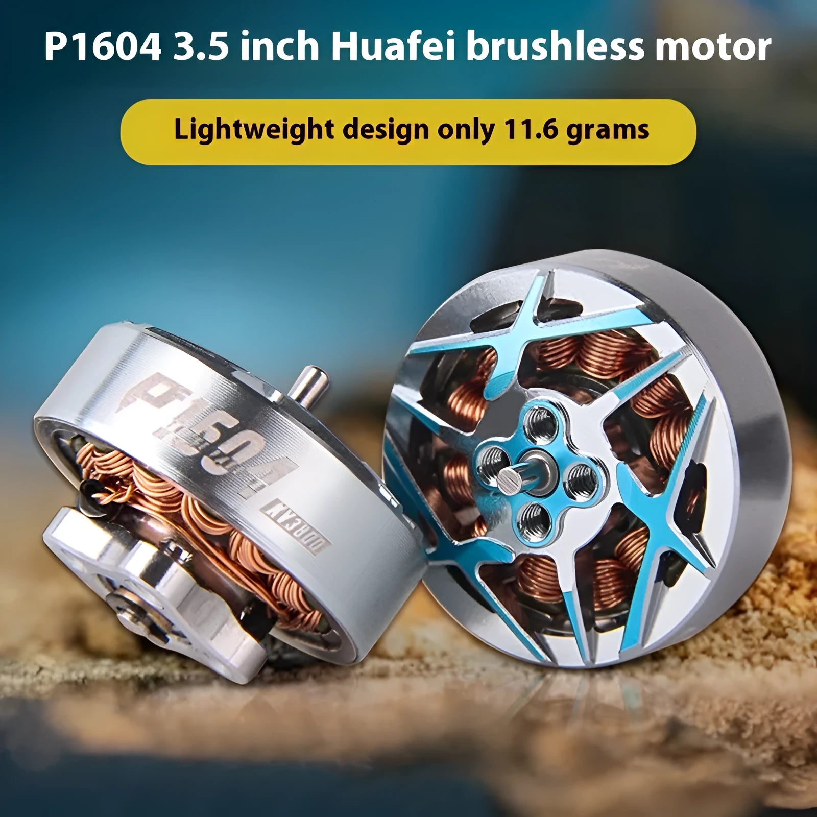TMOTOR P1604 brushless motor with silver aluminium-clad rotor and mounting screws