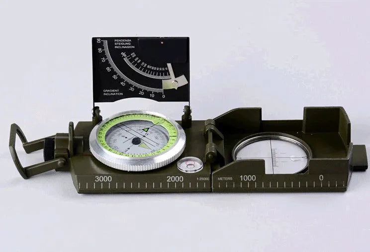 K4074 multi-function slope gauge in army green with foldable metal cover and luminous dial