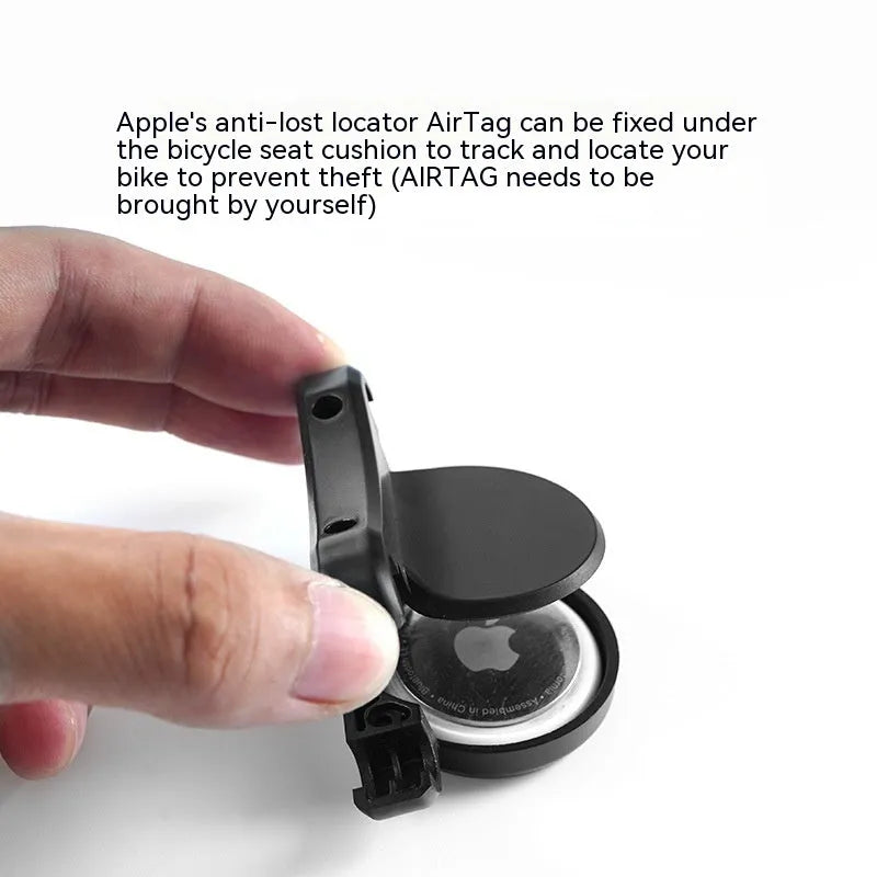 Black ABS plastic bicycle tracking device bracket kit with anti-theft bolts for seat bow mounting