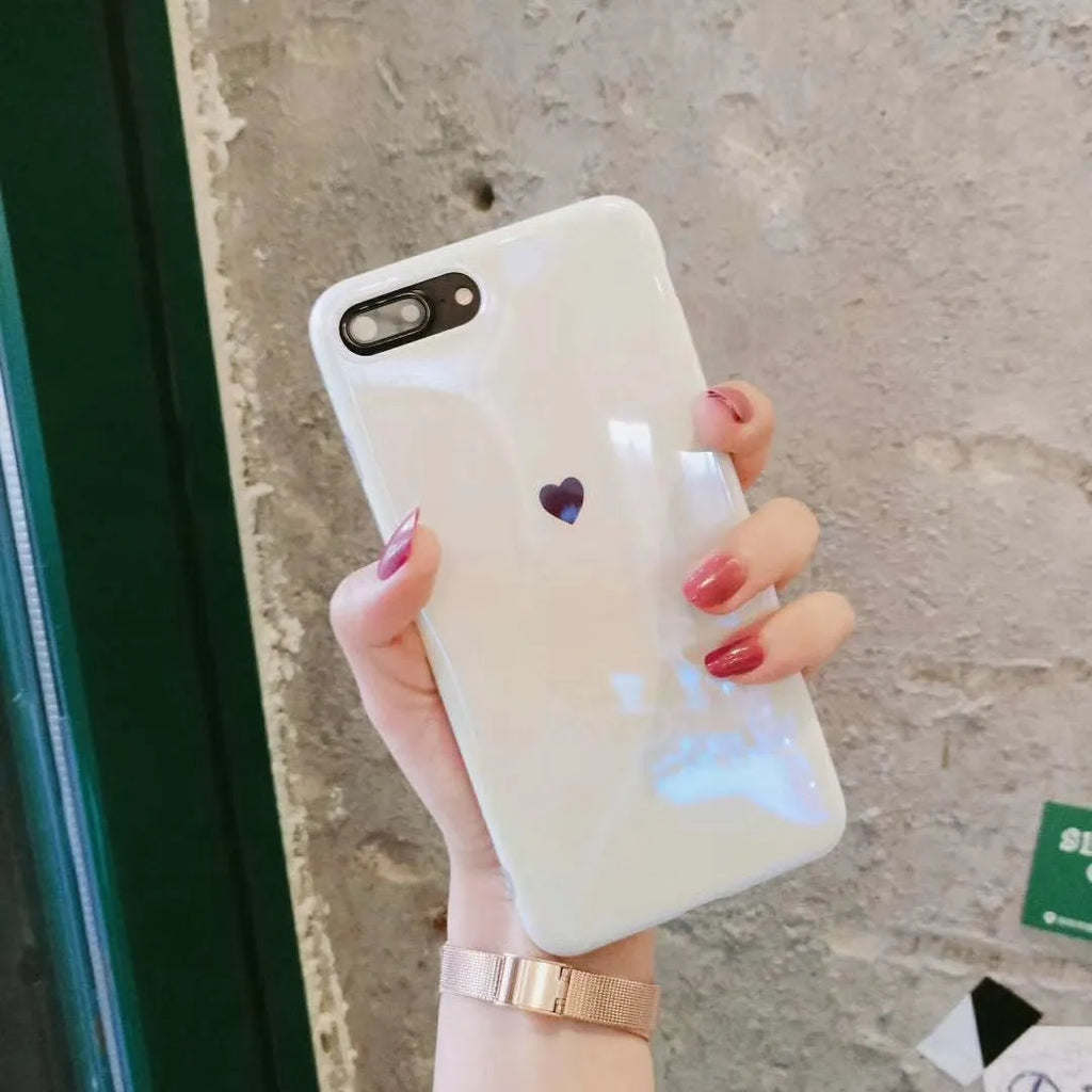 iPhone back cover case with blue light design in Bluwhite and White colour options