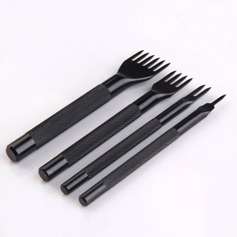 Black DIY leather punch tool with diamond teeth, 3mm pitch, 166g weight, PP bag packaging