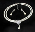 Pearl crystal diamond-look bridal necklace and earrings set CMT087 for wedding