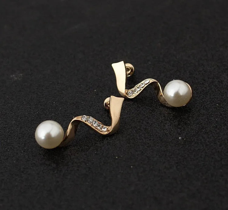European fashion crystal pearl necklace earrings set for bride wedding wholesale CMT058