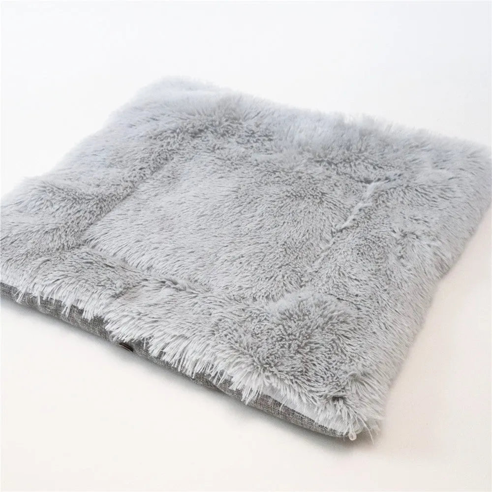 Grey white 2 in 1 pet mattress nest folded into a cosy bed with soft filling, 61x51cm size