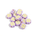 Assortment of frosted light green, pink, and yellow acrylic four-leaf clover craft beads, 15mm in size.