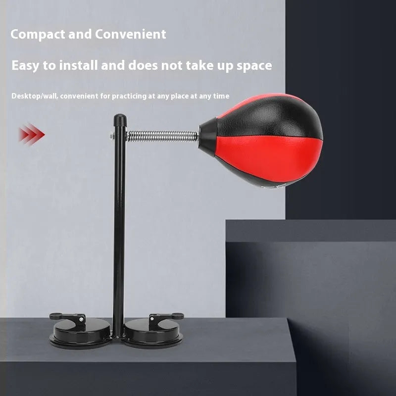 Pear-shaped boxing training ball with elastic cord and double suction cup mount