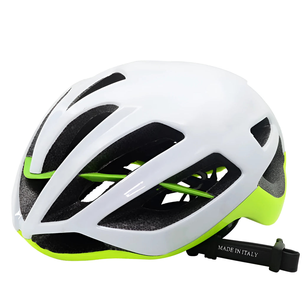 Mountain bike split helmet in black, EPS foam liner, side view