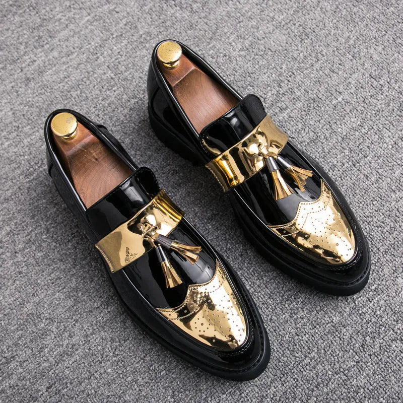 Men's British style casual shoes, microfiber upper, round toe, solid colour, sizes 37 to 45