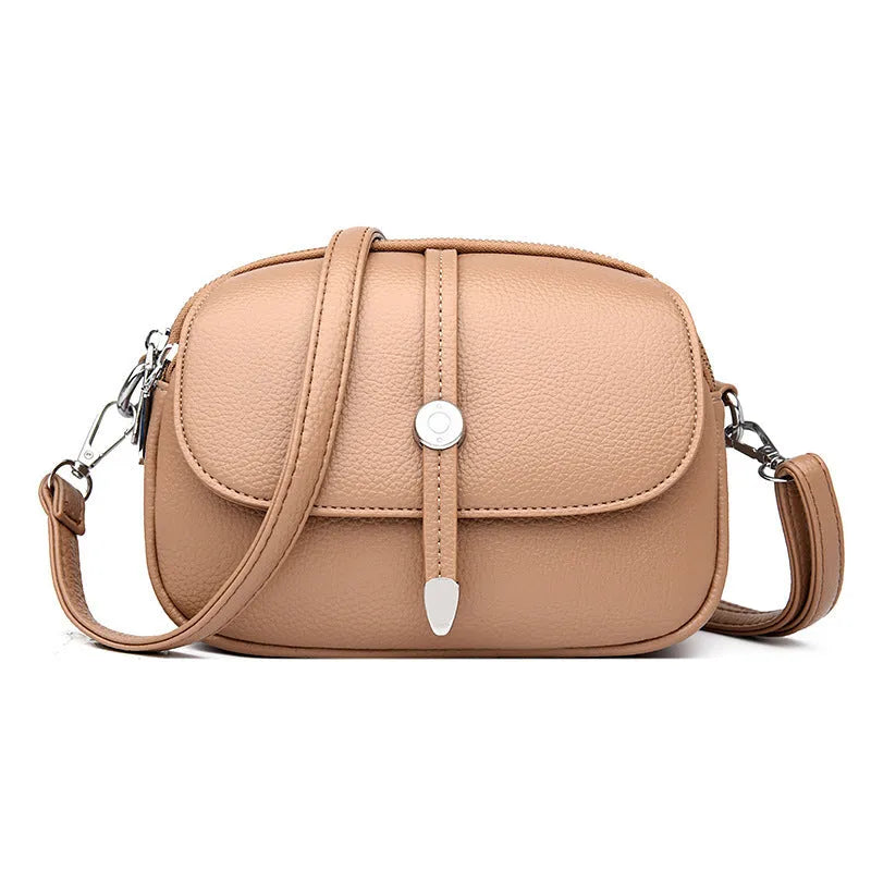 City Simple women's oval crossbody shoulder bag in soft PU leather