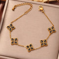 Small flowers inlaid zircon bracelet for women stainless steel multicolor floral jewellery