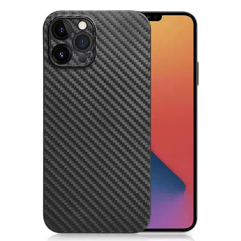 Black carbon fiber pattern ultra-thin hard shell phone case for iPhone, anti-fingerprint finish