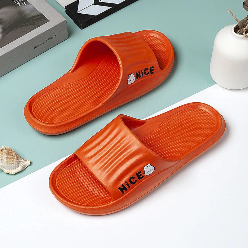 Adult EVA bathroom slippers with cartoon pattern in multiple colours