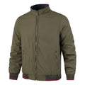 Men's double-sided reversible stand-up collar casual jacket in army green, polyester blend, long sleeves