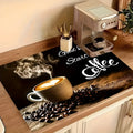 Square PVC kitchen countertop water draining pad with K Coffee Time letter design in 30x40cm size