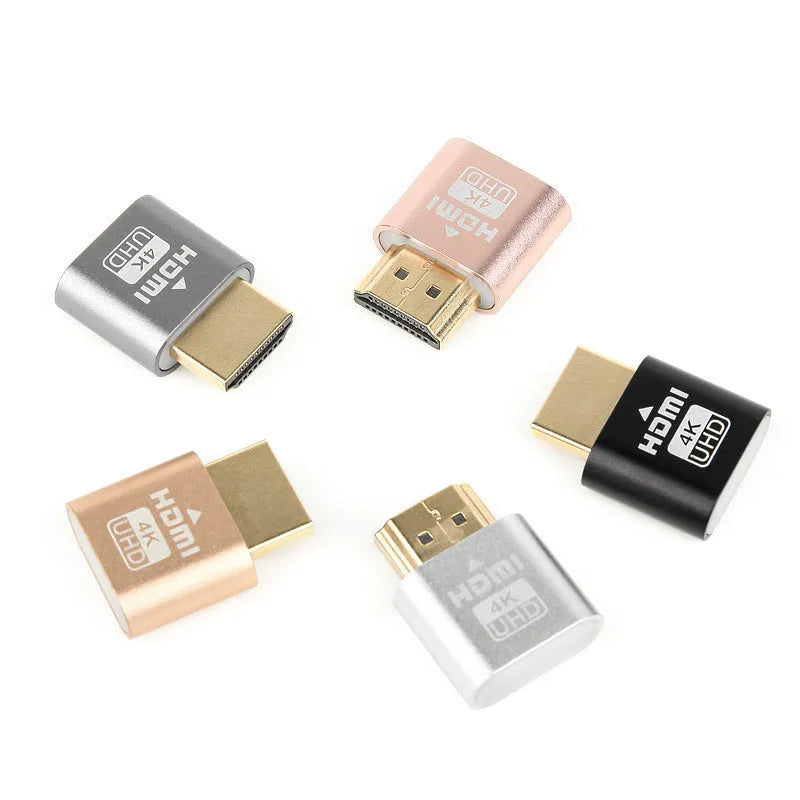 HDMI graphics card virtual display dummy plug adaptor with 26.5mm length in metallic finish