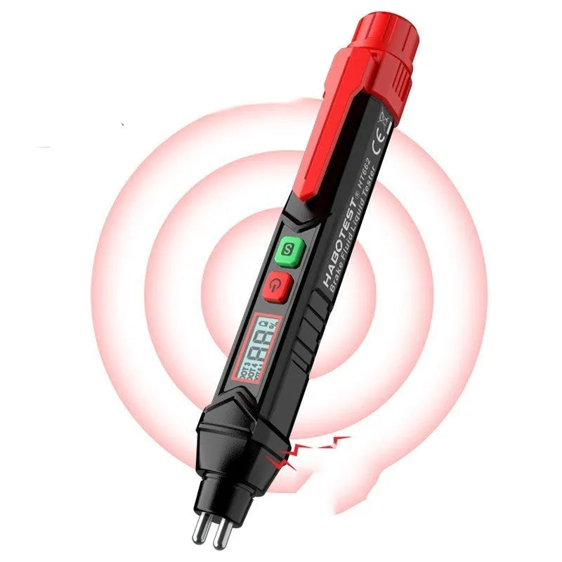 Digital brake fluid tester pen with display screen and testing probe for automotive diagnostics