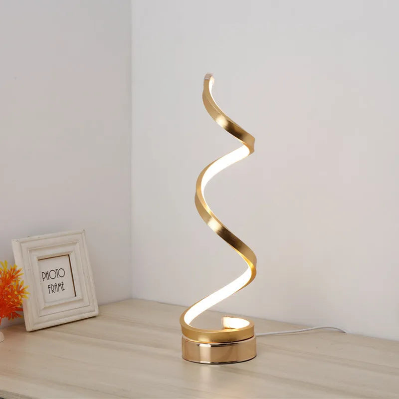Black and white minimalist LED table lamp with aluminium shade and tri-colour dimming
