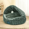 Large grey cloth cat nest with shell design, 50cm diameter, for indoor use