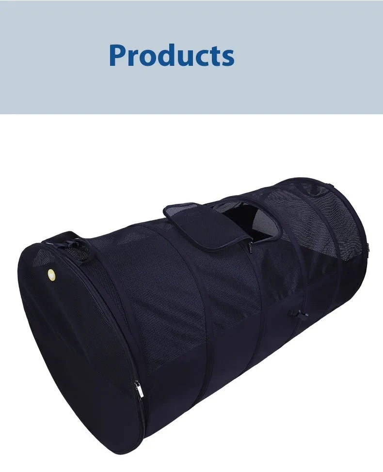 Black dog car cage 120cm length 64cm diameter with two cushions for large dogs and multiple pets
